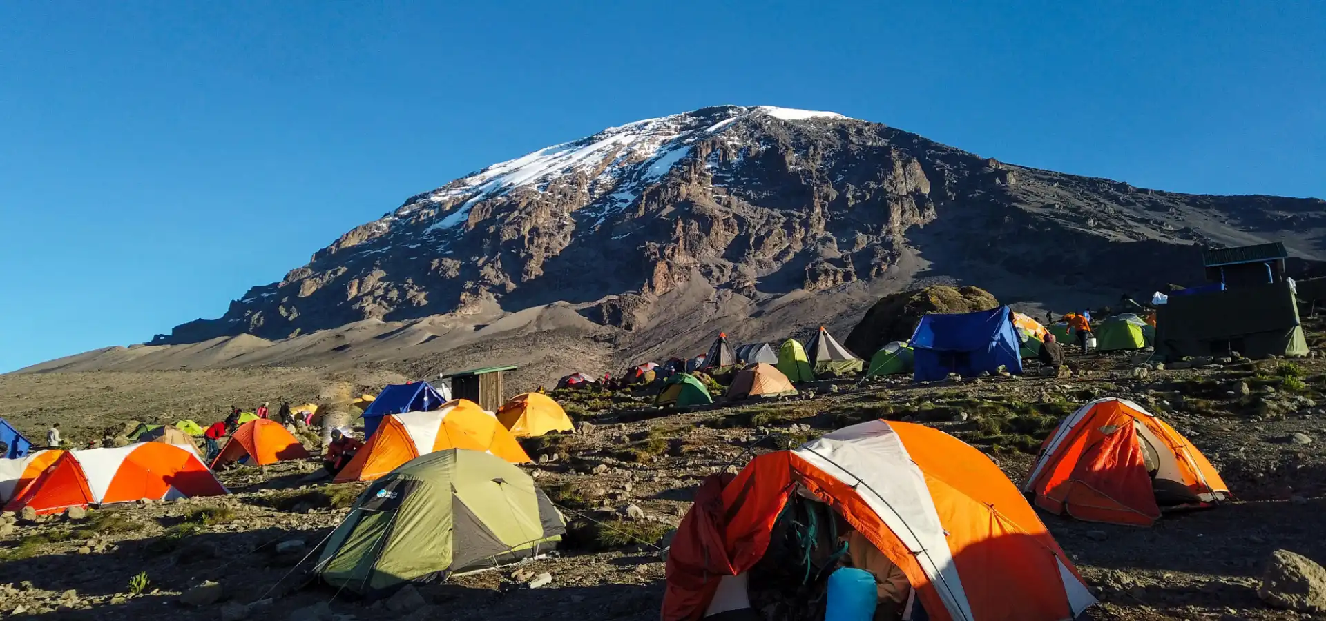 Mountain camp below the summit of Mount Kilimanjaro in Tanzania