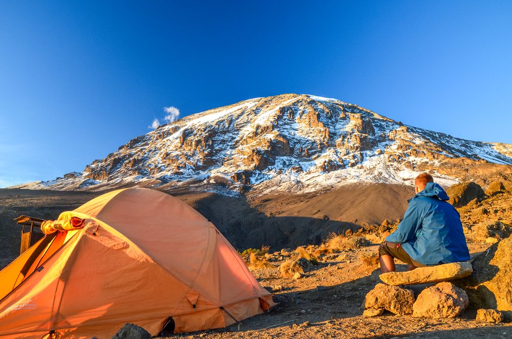Mountain tents at Kibo Camp in Mount Kilimanjaro National Park, Tanzania