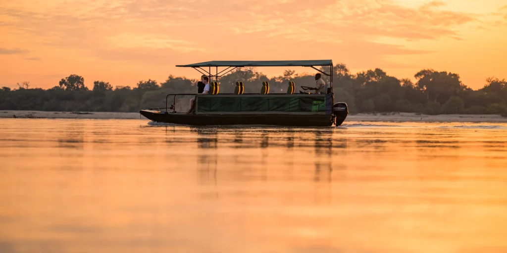 Boat safari on the Rufiji River in Nyerere National Park, southern Tanzania